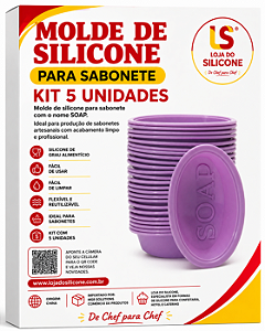MOLDE DE SILICONE PARA SABONETE KIT COM 5 UNIDADES
