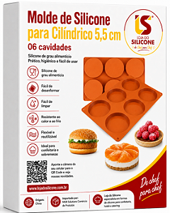 MOLDE DE SILICONE CILÍNDRICO PARA DOCES DIÂMETRO 5.5CM