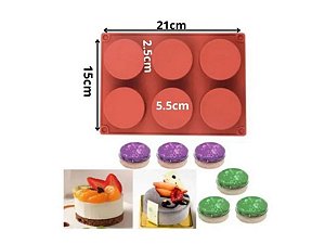 MOLDE DE SILICONE CILÍNDRICO PARA DOCES DIÂMETRO 5.5CM