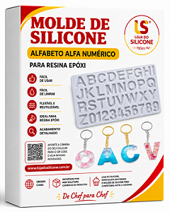 MOLDE E FORMA DE SILICONE LETRAS E NÚMEROS PARA RESINA ÉPOXI