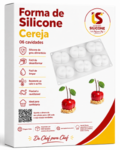 MOLDE DE SILICONE CEREJA DUPLA PARA DOCES E SOBREMESAS