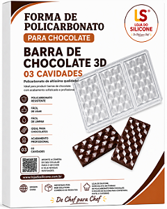 MOLDE DE POLICARBONATO PARA BARRINHAS DE CHOCOLATE 3D