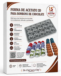 FORMA DE ACETATO PARA BOMBONS 15 CAVIDADES DIÂMETRO 4cm