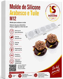 MOLDE DE SILICONE PARA ARABESCO DE CHOCOLATE OU TUILE M12