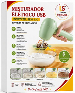 MISTURADOR ELÉTRICO USB PORTÁTIL SEM FIO BATEDOR DE MASSA LEVE
