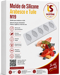 MOLDE DE SILICONE ARABESCO FOLHAS PARA TUILE E CHOCOLATE