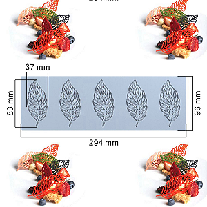 MOLDE DE SILICONE ARABESCO FOLHAS PARA TUILE E CHOCOLATE