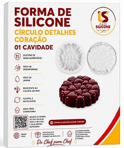 MOLDE DE SILICONE COM DETALHES CORAÇÃO PARA SOBREMESAS