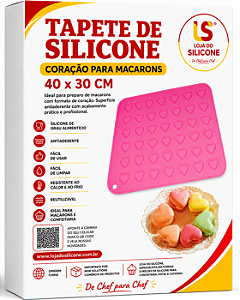 TAPETE DE SILICONE CORAÇÃO PARA MACARON 40x30cm