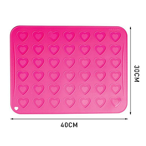 TAPETE DE SILICONE CORAÇÃO  PARA MACARON 40x30cm