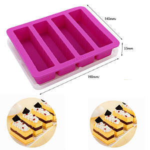 FORMA DE SILICONE PARA MONO PORÇÕES 04 CAVIDADES COM TAMPA