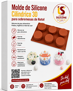 FORMA DE SILICONE CILÍNDRICO 06 CAVIDADES 6.8CM