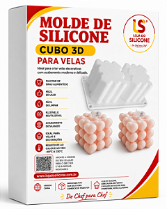 MOLDE DE SILICONE CUBOS 3D COM BOLINHAS 2 CAVIDADES