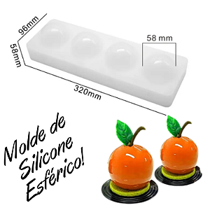 MOLDE DE SILICONE ESFÉRICO 04 CAVIDADES CONJUNTO 02 PEÇAS