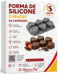MOLDE DE SILICONE CORAÇÃO 3D 06 CAVIDADES