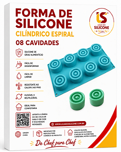 MOLDE DE SILICONE CILÍNDRICO COM DETALHES ESPIRAL