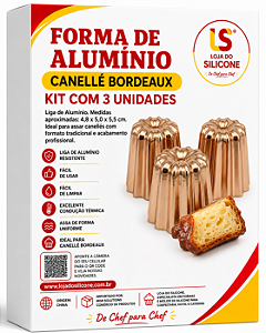 FORMAS PARA CANELÉ BORDEAUX KIT COM 3 UNIDADES