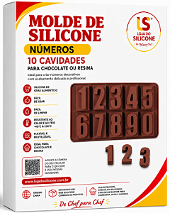MOLDE DE SILICONE NÚMEROS PARA CHOCOLATE OU RESINA