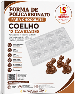 MOLDE DE POLICARBONATO PARA CHOCOLATE COELHO PÁSCOA