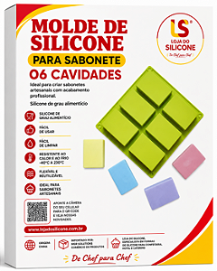 FORMA DE SILICONE PARA SABONETE 6 CAVIDADES 23.5X21.2CM
