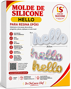 MOLDE E FORMA DE SILICONE HELLO PARA RESINA EPÓXI
