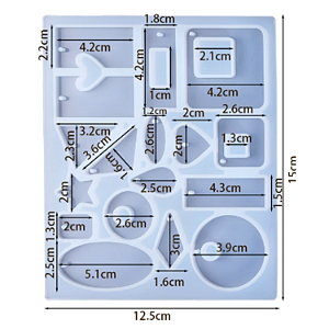 MOLDE E FORMA DE SILICONE PARA RESINA EPÓXI BRINCOS E PINGENTES