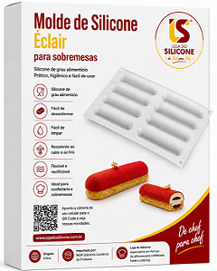 FORMA DE SILICONE PARA ÉCLAIR OBLONGO 8 CAVIDADES