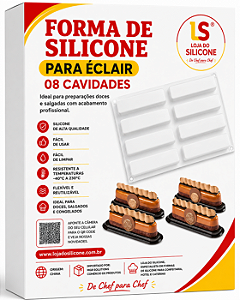 MOLDE PARA ÉCLAIR RETANGULAR 8 CAVIDADES