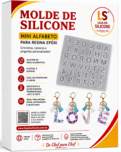 MOLDE DE SILICONE MINI ALFABETO E NUMERO PARA RESINA EPÓXI