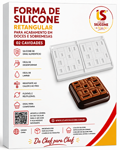 FORMA DE SILICONE RETANGULAR COM DUAS CAVIDADES PARA ACABAMENTO
