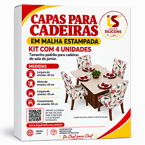 KIT CAPA DE CADEIRA ALSTROMERIAS PARA SALA DE JANTAR ELÁSTICO BOHO