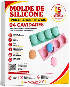 MOLDE DE SILICONE OVAL PARA SABONETE 04 CAVIDADES