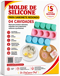 MOLDE DE SILICONE PARA SABONETE REDONDO 04 CAVIDADES