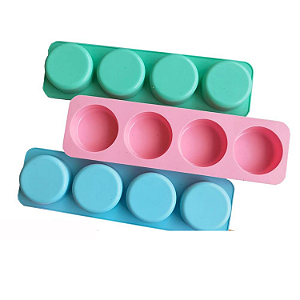 MOLDE DE SILICONE  PARA SABONETE REDONDO 04 CAVIDADES