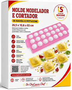 MOLDE MODELADOR E CORTADOR DE RAVIÓLI E FETTUCCINE