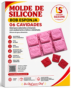 MOLDE DE SILICONE BOB ESPONJA ALTO RELEVO 6 CAVIDADES