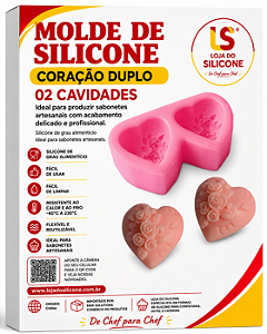 MOLDE DE SILICONE PARA SABONETE CORAÇÃO DUPLO