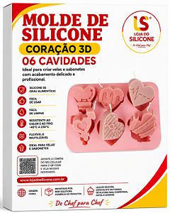 MOLDE DE SILICONE CORAÇÃO 6 CAVIDADES 3D PARA SABONETE