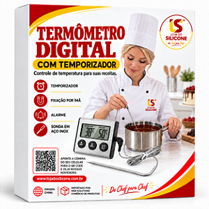 TERMÔMETRO DIGITAL COM TEMPORIZADOR IMÃ E ALARME