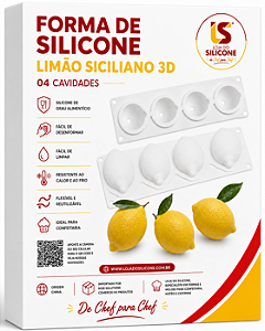 FORMA DE SILICONE 3D LIMÃO SICILIANO 04 CAVIDADES
