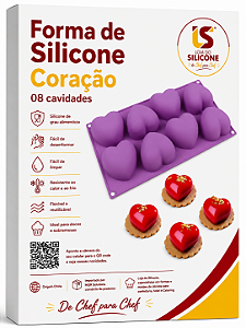 FORMA DE SILICONE CORAÇÃO LISO 08 CAVIDADES