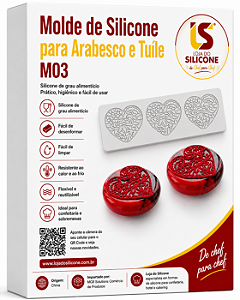 MOLDE DE SILICONE PARA TUILE E ARABESCO CORAÇÃO