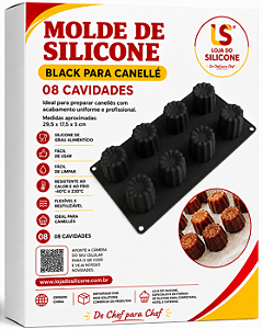 FORMA DE SILICONE BLACK PARA CANELLE 8 CAVIDADES