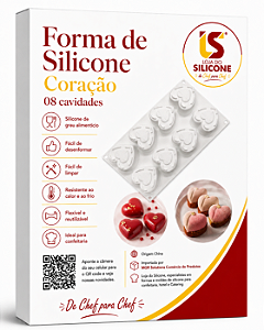 MOLDE DE SILICONE CORAÇÃO DIA DAS MÃES 8 CAVIDADES