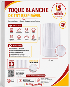 TOQUE BLANCHE TNT BRANCO KIT COM 03 UNIDADES