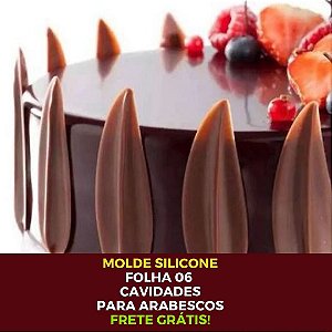 MOLDE SILICONE FOLHA PARA ARABESCOS DE  CHOCOLATE