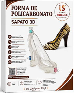 MOLDE SAPATO FEMININO DE POLICARBONATO 3D PARA CHOCOLATE 18X15X13CM