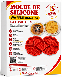 MOLDE DE SILICONE WAFFLE CORAÇÃO 04 DIVISÕES
