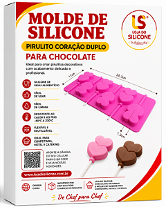 MOLDE DE SILICONE PARA PIRULITO CORAÇÃO DUPLO