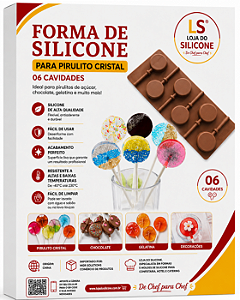 MOLDE DE SILICONE PIRULITO LISO 06 CAVIDADES 3.5cm